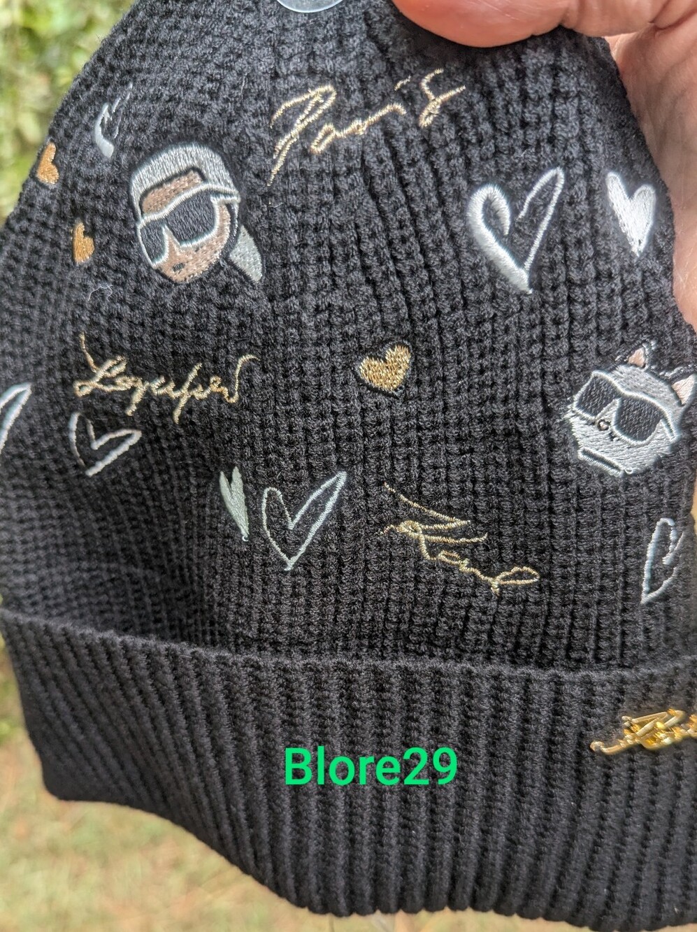 Black Stretch Beanie With Pins